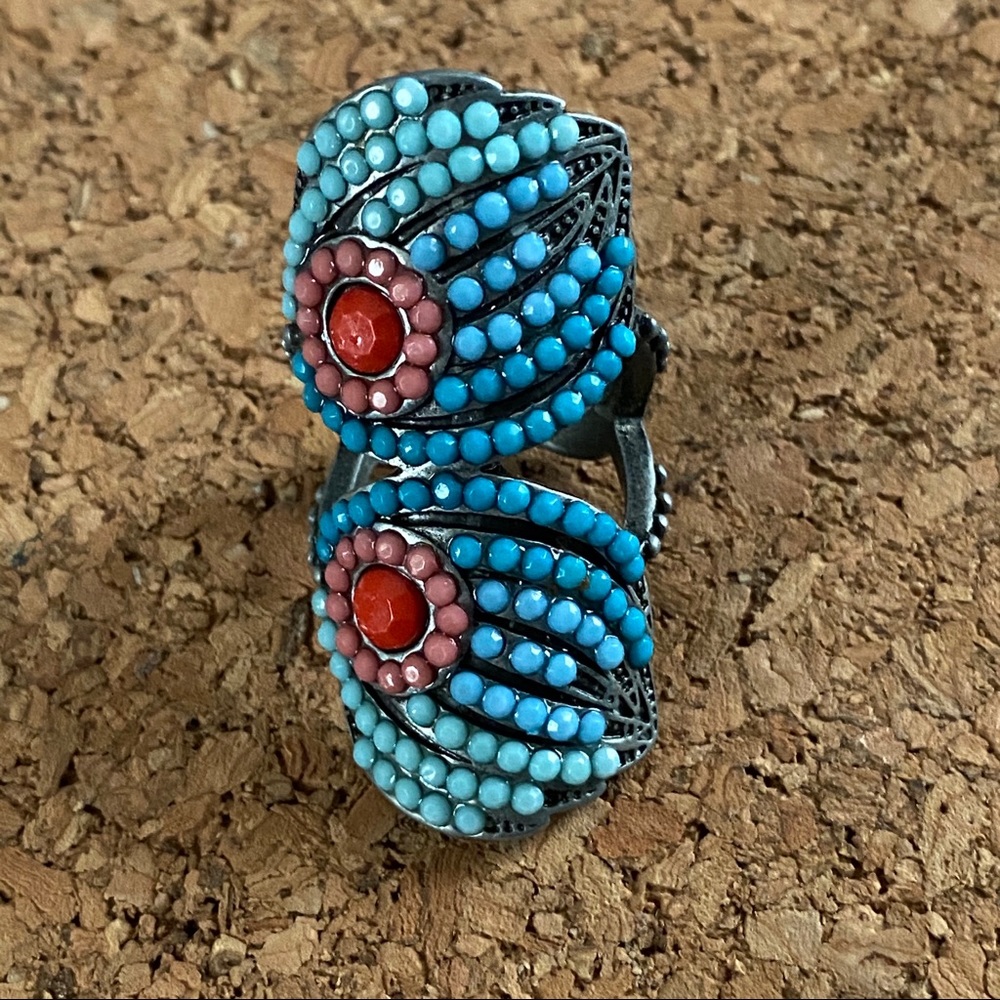 NWOT peacock feathers statement ring